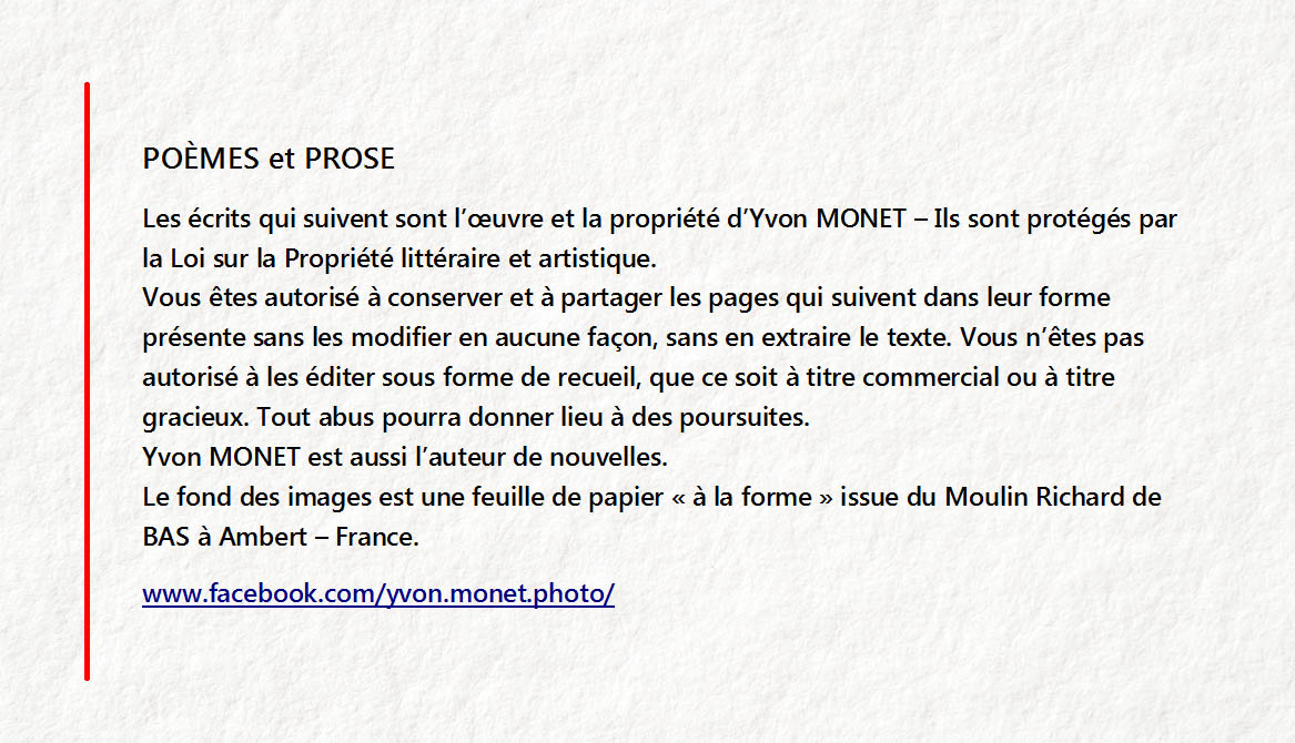 Poèmes et Prose - Texte Yvon Monet