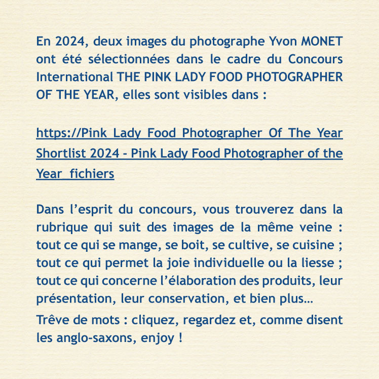 Pink Lady - Food Photographer of the Year - Texte Yvon Monet